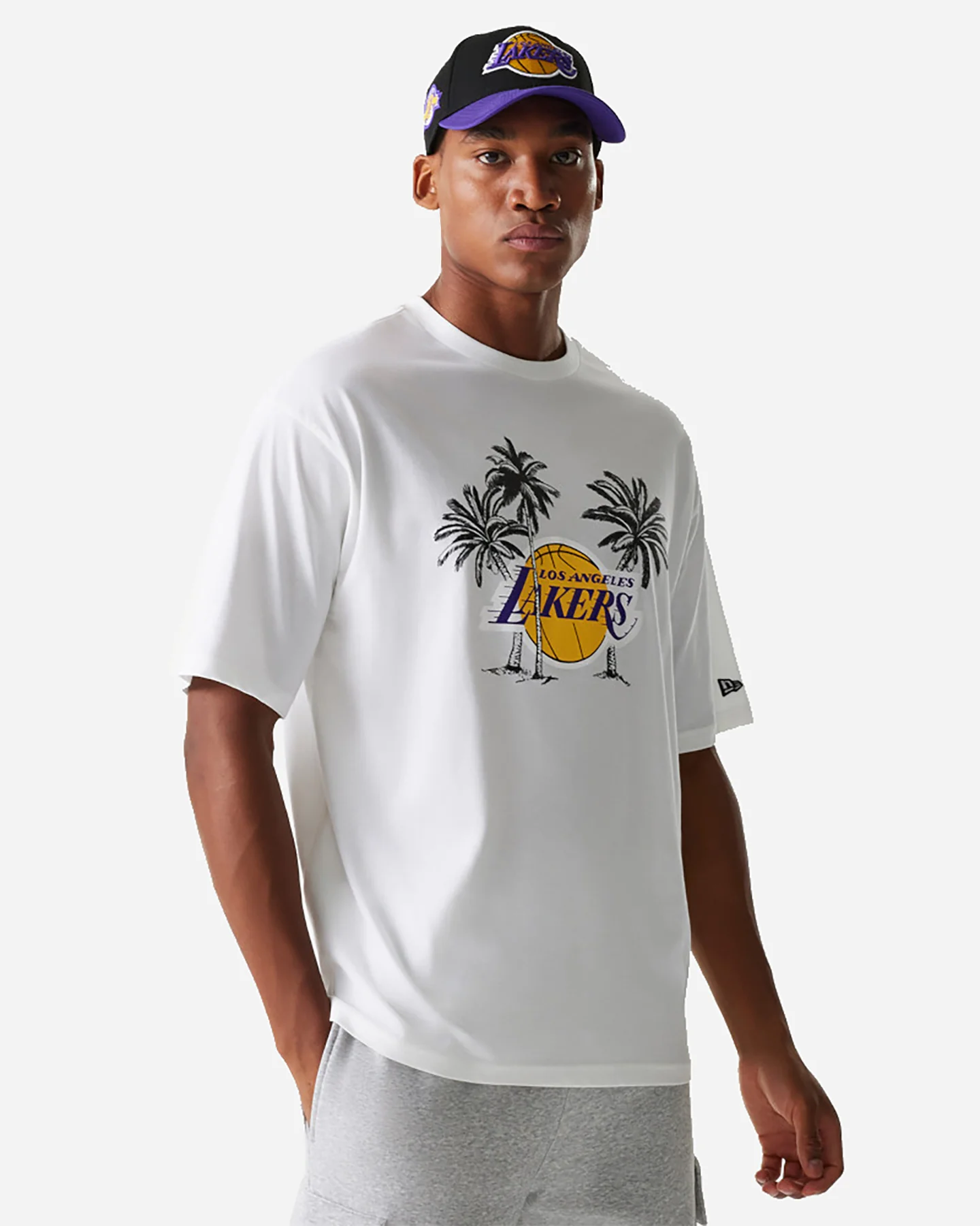 MAGLIA BASKET NEW ERA PALM TREE LAKERS M